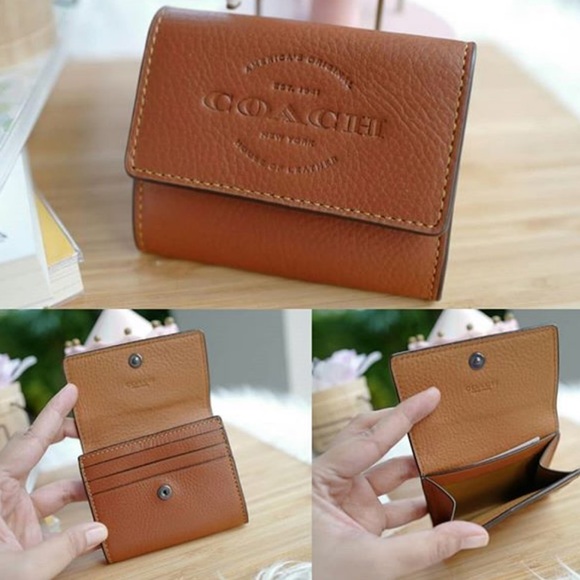 COACH Men’s Coin Case Natural Brown Leather Wallet - Picture 4 of 7
